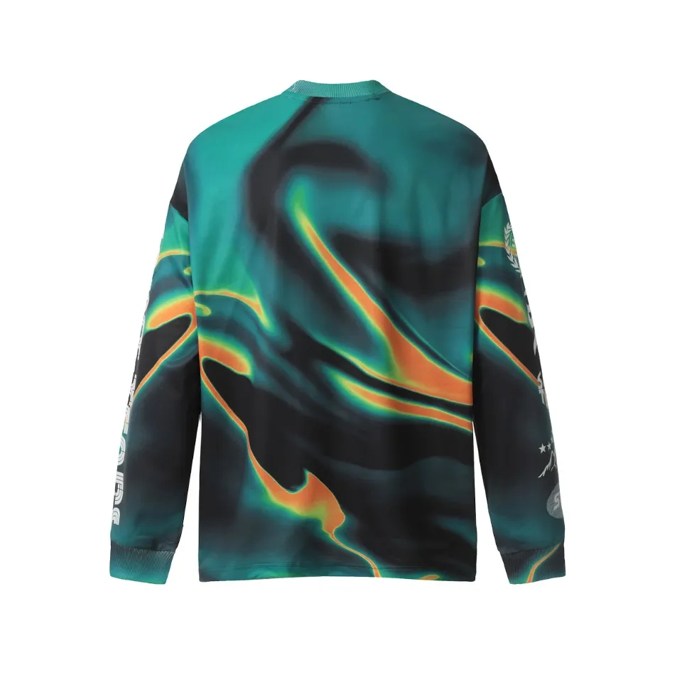 Saint michael tears all-over printed long-sleeved vintage autumn and winter T-shirt Style number: 119 Size: M L XL Wholesale price: 136 Color: blue yellow